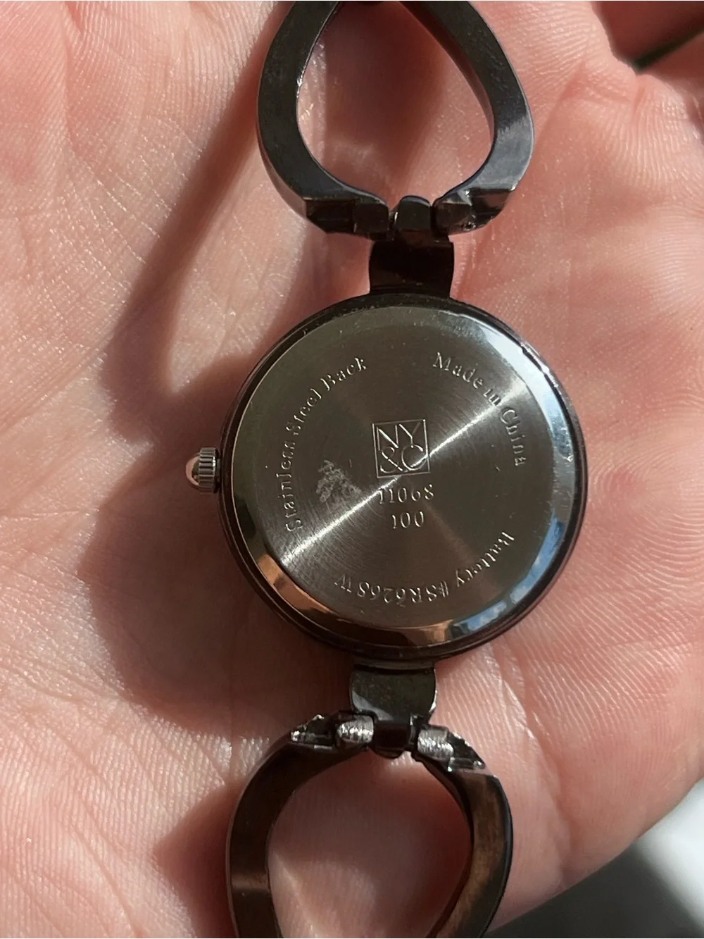 New York & Company Gunmetal Zebra Print Quartz Bracelet Watch Y2K